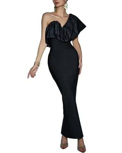 Ariel Tesoro Solid Maxi Dress In Black