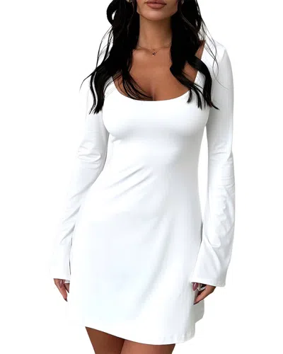 Ariel Tesoro Solid Mini Dress In White