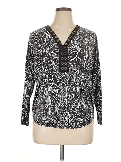 Pre-owned Ariella 3/4 Sleeve Blouse In Black