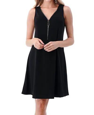 Ariella Big Zipper Mini Dress In Black