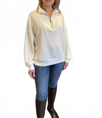 Ariella Cable Knit Sweater With Zipper In Ivory In Neutral