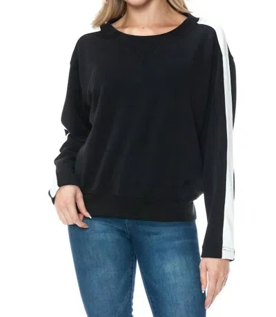 Ariella Crewneck Long Sleeve Top In Black