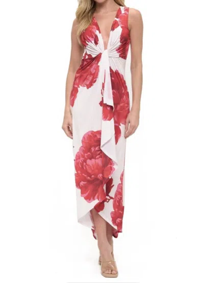 Ariella Deep V-neck Maxi Dress In Red