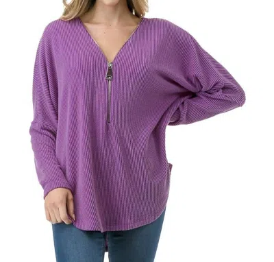 Ariella Dolman Sleeve Zipper Top In Magenta In Purple