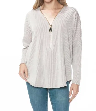 Ariella Dolman Sleeve Zipper Top In Natural In White