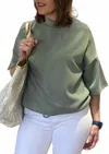 Ariella Drawstring Short Sleeve Top In Mint In Green