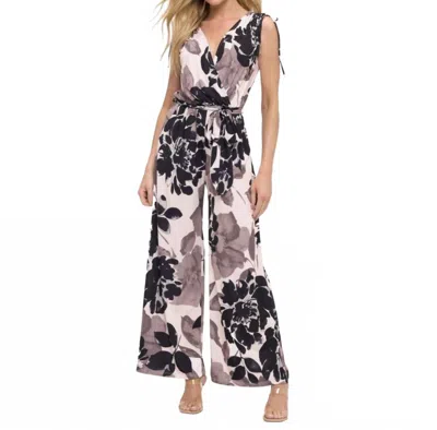 Ariella Floral Tie Shoulder Jumpsuit In Ivory In Multi