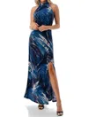 Ariella Halter Maxi W/ Slit In Blue In Blue