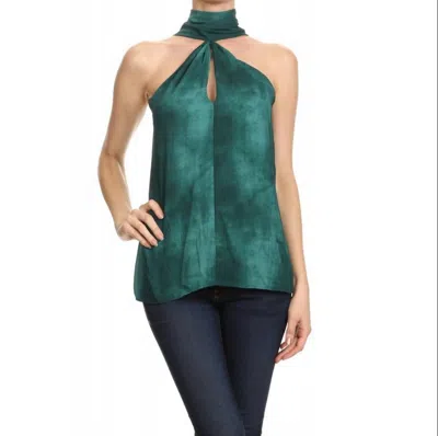 Ariella High Neck Tie-dye Keyhole Top In,emerald In Multi