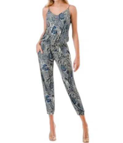 Ariella High Rise Paisley Jumpsuit In Blue, Multi