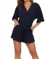 Ariella Kimono Sleeve Romper In Navy In Blue