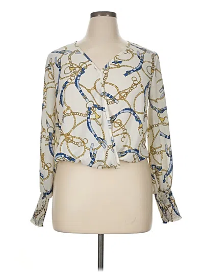 Pre-owned Ariella Long Sleeve Blouse In White