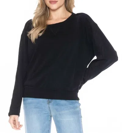 Ariella Long Sleeve Crewneck Knit Top In Black