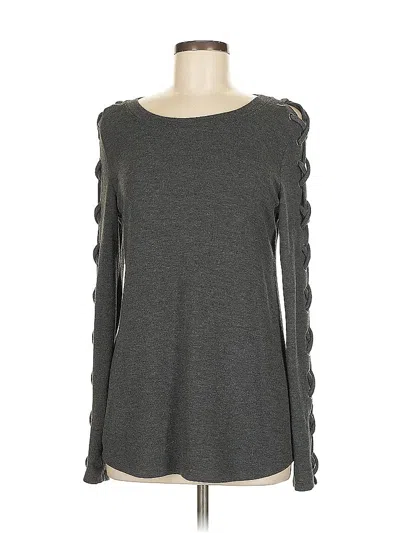 Pre-owned Ariella Long Sleeve Top Gray Boatneck Tops