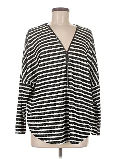 Ariella Long Sleeve Top Gray Plunge Neckline Tops