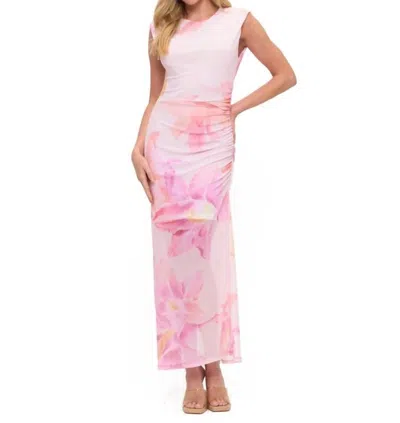 Ariella Mesh Maxi Dress In Pink Floral