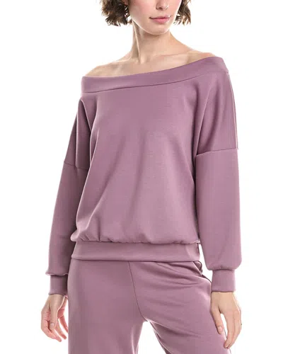 Ariella Off-the-shoulder Scuba Sweatshirt In Purple