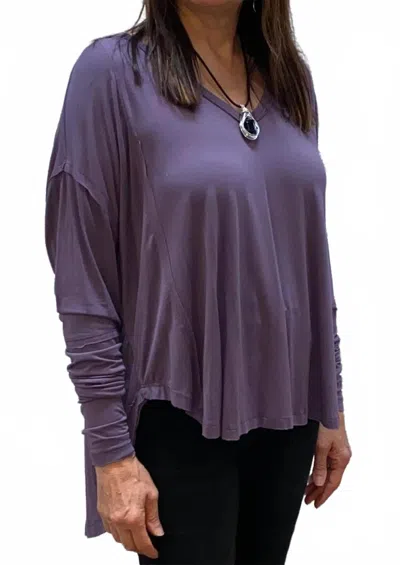 Ariella Oversized V-neck Top In Lilac In Purple