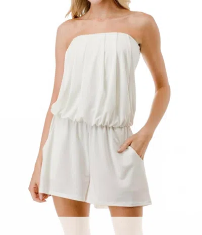 Ariella Pockets Tube Romper In Ivory In Multi