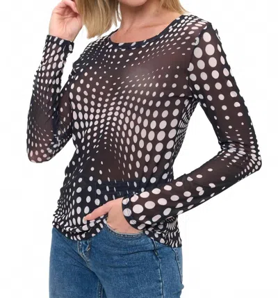 Ariella Polka Dot Mesh Top In Black Multi