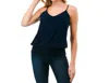 Ariella Pretty Smocked Tank In Navy