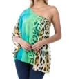 Ariella Printed One Shoulder Top In Multi In Animal Print