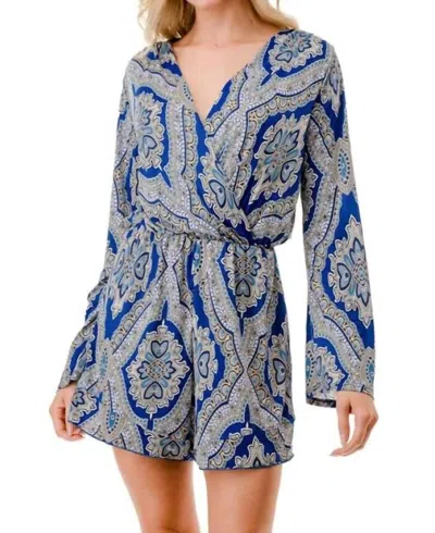 Ariella Printed Romper In Paisley In Blue