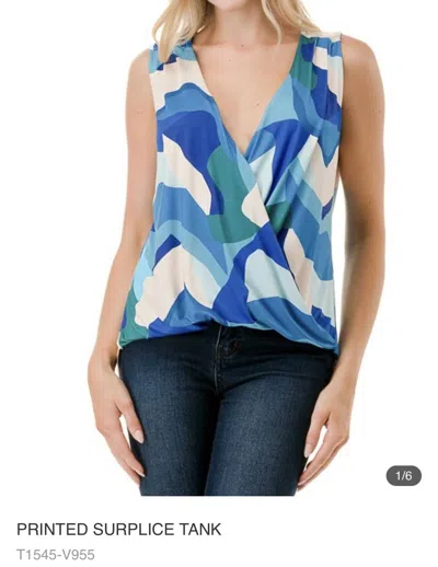 Ariella Printed Tank Top In Blue