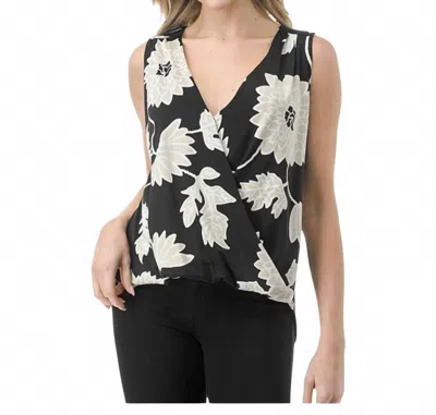 Ariella Printed Tank Top In White/black In Multi