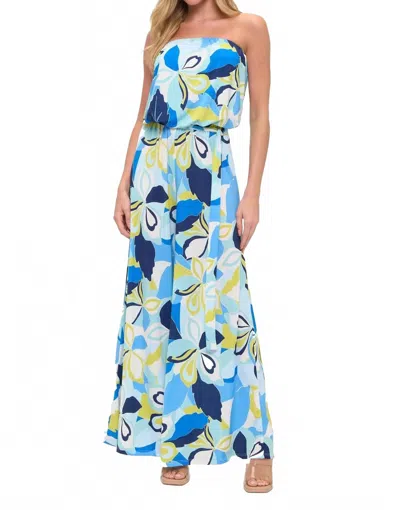 Ariella Printed Tube Jumpsuit In Blue