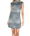 Ariella Ruched Mini Dress In Snake Print In Silver