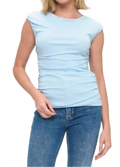 Ariella Ruched Short Sleeve Top In Baby Blue
