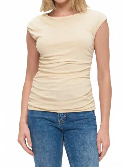 Ariella Ruched Short Sleeve Top In Sand In Neutral