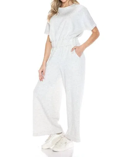 Ariella Scuba Cropped Jumpsuit In Heather In White