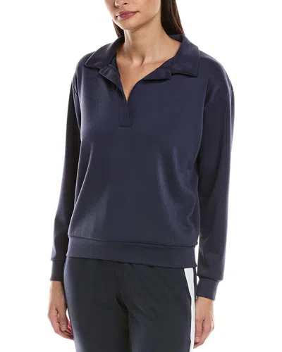 Ariella Scuba Polo Sweater In Blue