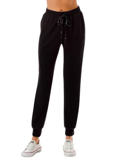 Ariella Sequin Drawstrings Jogger In Black