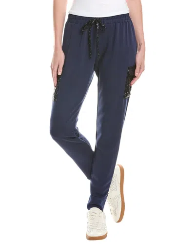Ariella Sequin Pocket Cargo Pant In Blue