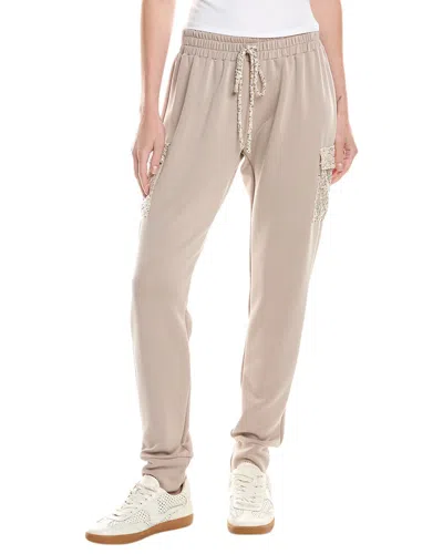 Ariella Sequin Pocket Cargo Pant In Neutral