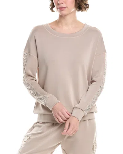 Ariella Sequin Stripe Sweatshirt In Neutral
