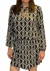 Ariella Smocking Links Detail Dress In Black In Multi
