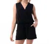 Ariella Surplice Romper In Black In Black