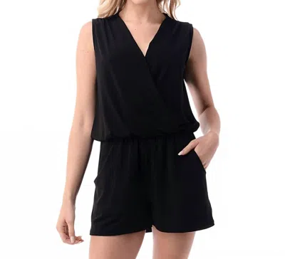 Ariella Surplice Romper In Black