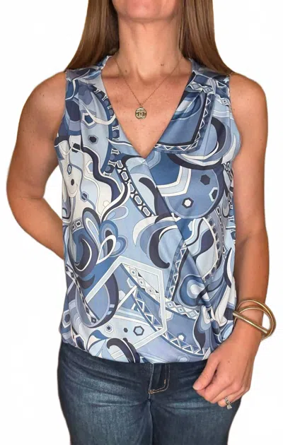 Ariella Surplice Tank Top In Blue
