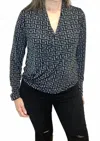 Ariella Surplice Top In Black/multi In Black