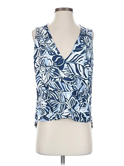 Pre-owned Ariella Tank Top Blue Plunge Neckline Tops