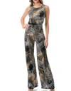 Ariella Theresea Wide Leg Jumpsuit In Gold/black In Black