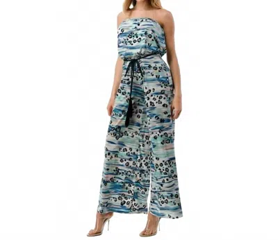 Ariella Tube Wide Leg Jumpsuit In Blue