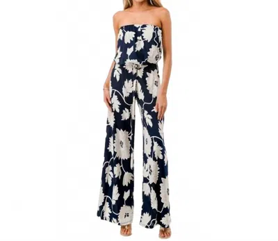 Ariella Tube Wide Leg Jumpsuit In Navy In Blue