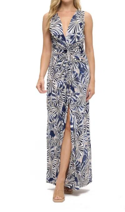 Ariella Twist Front Maxi Dress In Blue