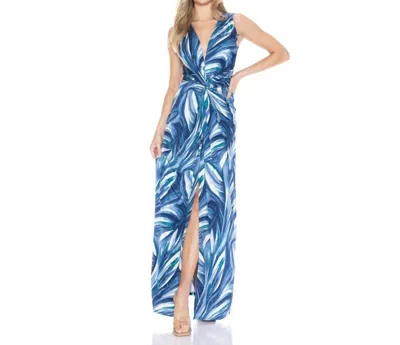 Ariella Twist Front Maxi Dress In Blue Multi